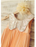 Peter Pan Champagne Sequin Collar Peach Pleated Chiffon Flower Girl Dress Peter Pan Champagne Sequin Collar Peach Pleated Chiffon Flower Girl Dress